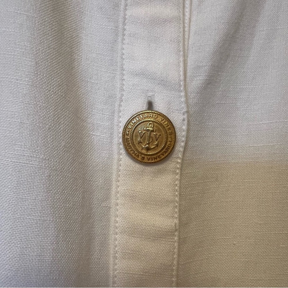 Vineyard Vines Linen Blend Button Front Mini Dress White Small Preppy Old Money - Picture 5 of 6